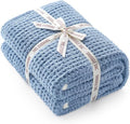 Snuggle Sac Ultra Soft Waffle Throw Blanket for Couch Bed Sofa 50x60 inches, Reversible Blue Blanket Microfiber Fluffy Fuzzy Cozy Knit Throws for Women Mothers Birthday Gifts-Ruum Studio Home