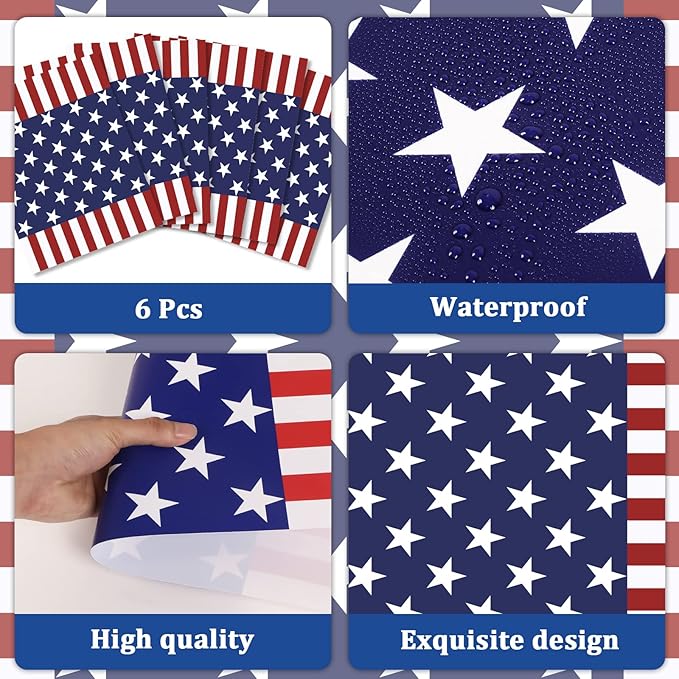 Memorial Day Placemats Set of 6 Patriotic Freedom Stars Place mats Veterans Day 4th of July Plastic Table Mats American Flag Holiday Washable Table Placemats for Party Dining-Ruum Studio Home