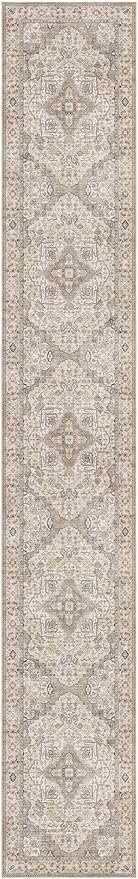 Washable 3x20 Runner Rug - Area Rugs Neutral Vintage Distressed Floral Farmhouse Boho Large Soft Floor Rug Indoor Carpet for Hallway Entryway Home - Brown/Multi-Ruum Studio Home