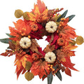 Fall Wreaths for Front Door, DECSPAS 21" Fall Wreath with Maple Leaves Pumpkin Berries, Autumn Decorations for Home, Artificial Harvest Door Wreath Outside, Window, Wall, Fireplace, Thanksgiving Decor-Ruum Studio Home