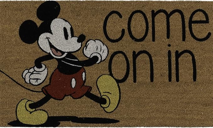 Gertmenian Disney Mickey Mouse Coir Doormat - 2x3 Welcome Mat (2-Pack), Ideal for High Traffic Areas in Front Door, Garage, Entryway - Love/Hello, 47533-Ruum Studio Home