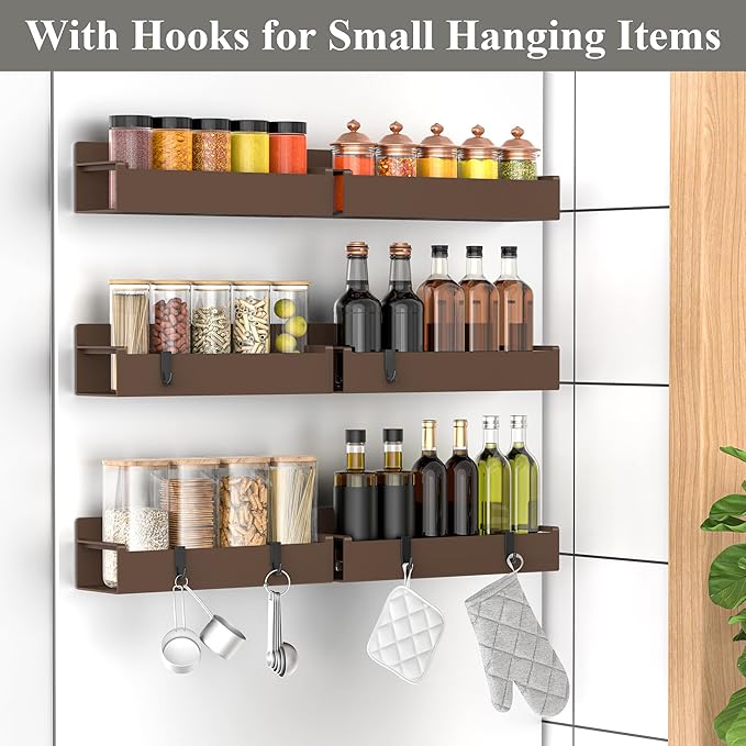 6 Pack Magnetic Spice Rack Organizer for Refrigerator and Oven, Brown Fridge Organizers and Storage for Kitchen-Ruum Studio Home