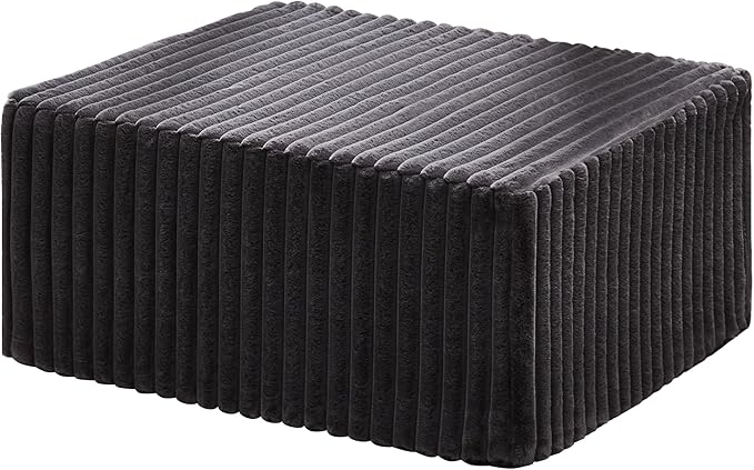 Hobestluk Rectangle Ottoman Memory Foam Footrest for Couch with Removable Cover Large Floor Seating for Adults Ottoman Coffee Table for Living Room, Bedroom or Office (Strip Grey, Footrest)-Ruum Studio Home