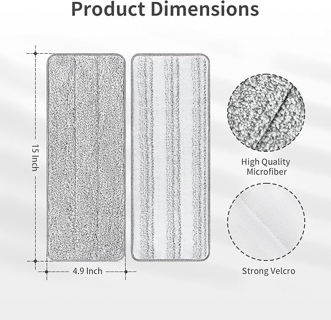 10Pcs Joymoop Mop Replacement Pads, 15 * 4.9'' Universal Mop Pads Mop Head Refills Washable Wet Mop, Compatible with Most 11-14” Size Mops-Ruum Studio Home