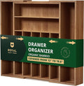 ROYAL CRAFT WOOD Luxury Bamboo Kitchen Drawer Organizer - Silverware Organizer - Utensil Holder and Cutlery Tray with Grooved Drawer Dividers for Flatware and Kitchen Utensils (9 Slot, Brown Bamboo)-Ruum Studio Home
