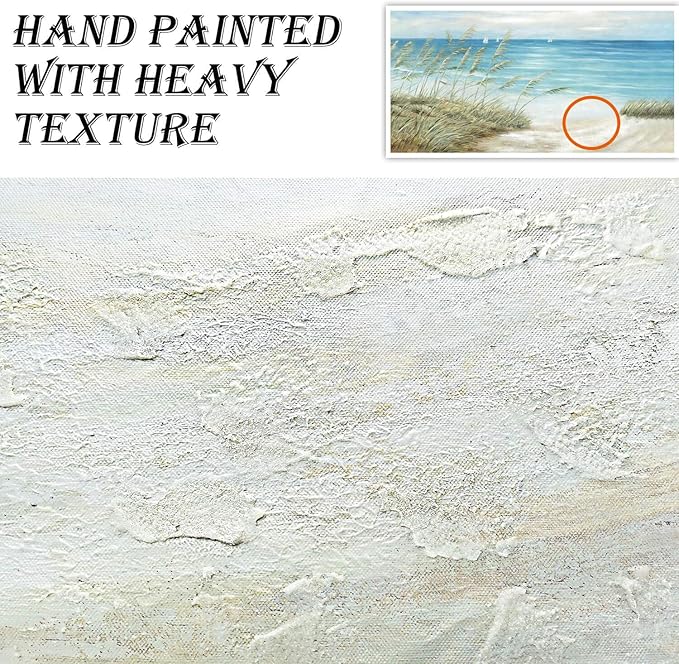 cozy country Coastal Wall Art 45"x30" - Beach Pictures Ocean Canvas Decor - Nautical Artwork Seascape Hand Painting for Living Room, Sea House-Ruum Studio Home
