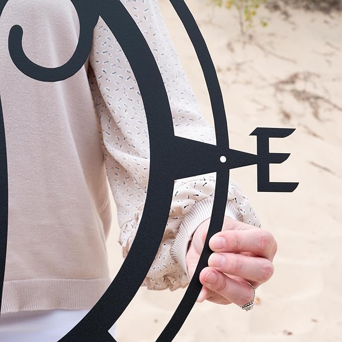 Metal Compass Letter Monogram | Wall Monogram Sign | Nautical Decor | Rustic Compass letter Decor | Wedding Gift, Steel Compass-Ruum Studio Home