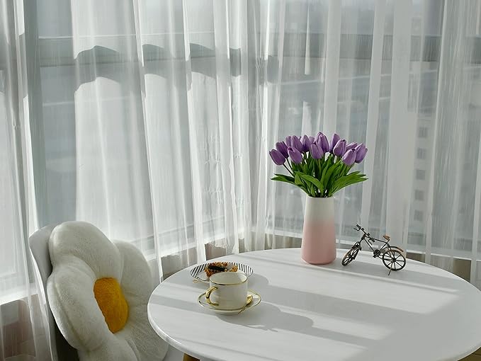 Mandy's Artificial Tulips 20 Stems Lilac PU Faux Flowers for Wedding Home Decor 13.5 Inch-Ruum Studio Home