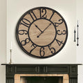 Large Wall Clock for Living Room Decor, Non Ticking Silent, Battery Operated Modern Vintage Wood Wall Clock Oversized Decorative Wall Clock for Bedroom Kitchen Farmhouse Office Decor-Ruum Studio Home