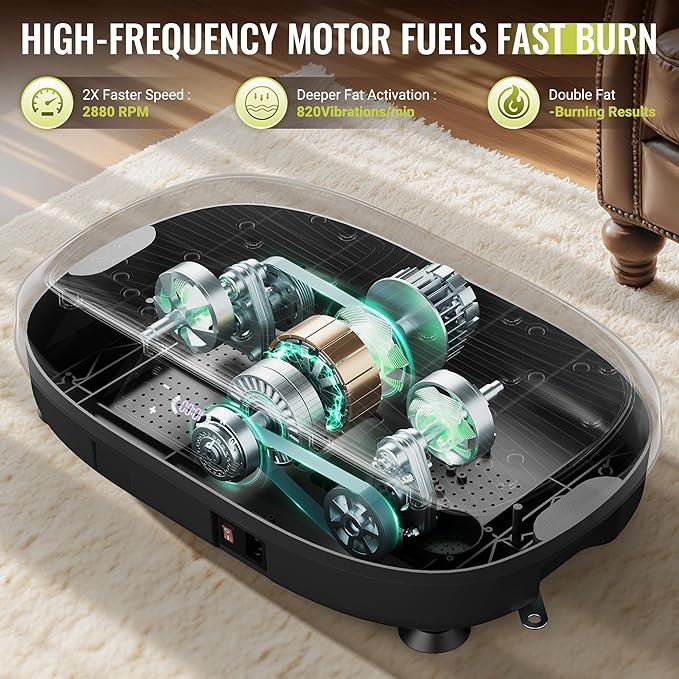 FLYBIRD Vibration Plate Exercise Machine, 120 Adjustable Speed High Intensity Vibration for Muscle Toning Weight Loss Lymphatic Drainage, Full Body Workout Vibration Plate Ideal for Fitness & Recovery-Ruum Studio Home