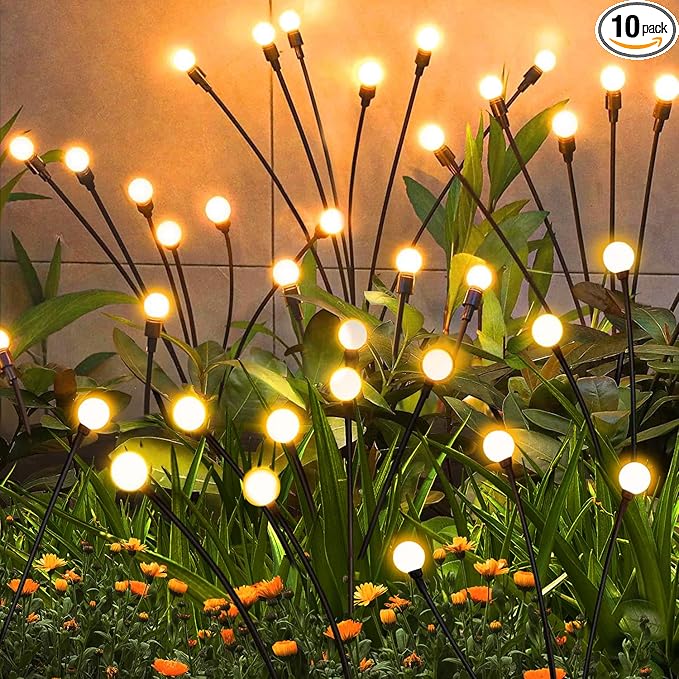 Solar Garden Lights Outdoor, 10 Pack 60 LED Solar Firefly Lights, Swaying Waterproof Garden Decor for Yard Patio Pathway Lawn Gardening Gifts-Ruum Studio Home