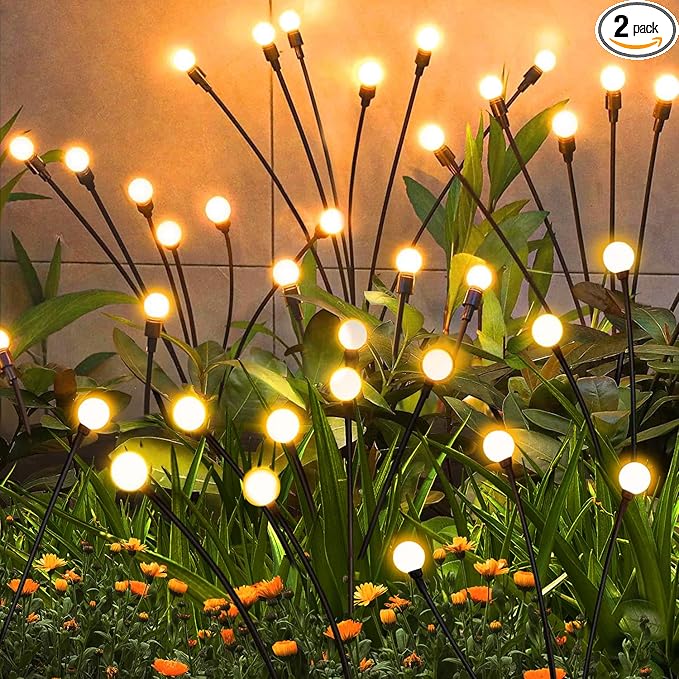 Solar Firefly Lights 16 LED Swaying Outdoor Waterproof Decorative Lights for Yard Patio Pathway Lawn Decorations (2 Pack, 8 Heads)-Ruum Studio Home