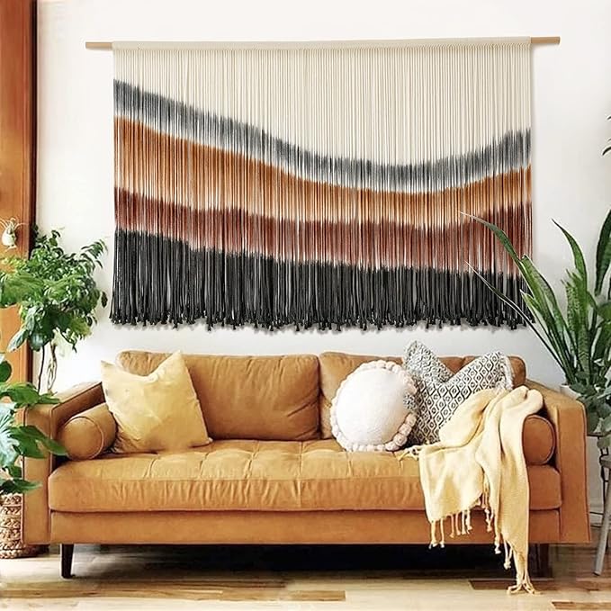 Flber Macrame Wall Hanging Macrame Wall Decor Large-Scale Tie-Dye Tapestry Living Home Room Wall Decor 57" Wx 35" L-Ruum Studio Home