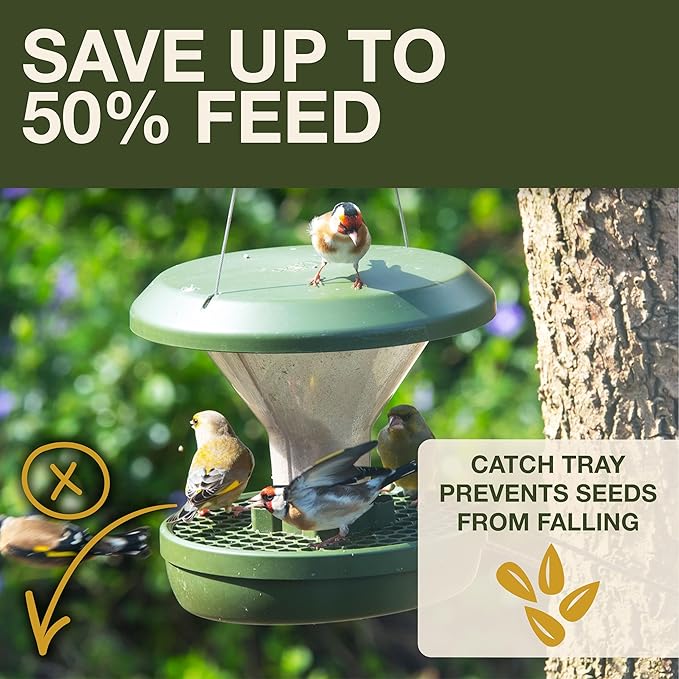 SWISSINNO No Mess Bird Feeder Davos Smart Birds - No Spill Bird Feeder for Outdoor - Mice & Rat Proof - Robust & Reliable for Hanging - Dual Food Chambers - Made in EU - Green-Ruum Studio Home