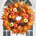 Fall Decor - Fall Wreaths for Front Door Outside, 20 Inch Fall Door Wreath, Handcrafted Autumn Wreath with Colorful Pumpkins Maple Leaves, Fall Decorations for Home Front Door Porch Thanksgiving Decor-Ruum Studio Home