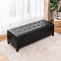 Joveco Storage Ottoman Bench, 51 Inch Leather Tufted Upholstered Bench for End Foot of Bed, Bedroom, Living Room, Black-Ruum Studio Home