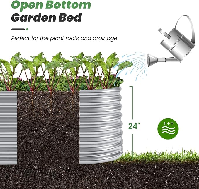 Land Guard 6×3×2ft Galvanized Raised Garden Bed Kit, Galvanized Planter Raised Garden Boxes Outdoor, Oval Large Metal Raised Garden Beds for Vegetables…-Ruum Studio Home