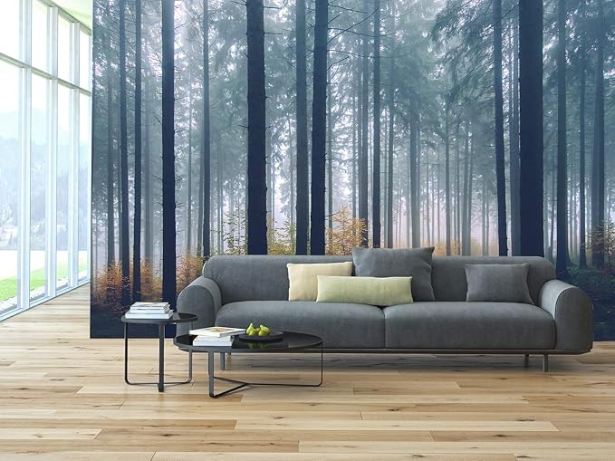 WFBHUA-Dark Forest Tree Wallpaper Mural Nursery Woodland Natural Landscapes Wall Murals for Bedroom Living Room(Not Peel and Stick)-Ruum Studio Home