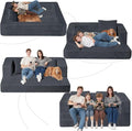 Folding Bean Bag Chair for Adults,3-in-1 Bean Bag Couch Faux Fur Floor Sofa Large Beanbag Convertible Bean Bag Sofa Bed with Pillow in Bedroom,Living Room,Apartment(Queen,Dark Grey)-Ruum Studio Home