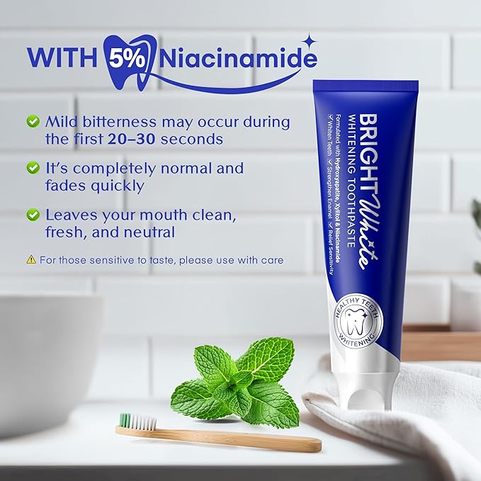 PearlSmile Hydroxyapatite Niacinamide Whitening Toothpaste – 5% Niacinamide + 10% Nano-Hydroxyapatite (nHAp) – Strengthens Enamel & Remineralizes – Fluoride-Free, 4.2oz (Pack of 3)-Ruum Studio Home