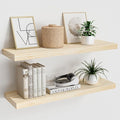 Natural Wood Floating Shelves 24”x 8”x 1.4” Book Shelf Floating for Wall Mounted, Heavy Duty Shelf Hold 60 lbs, Unfinished Wall Shelves for Bathroom, Living Room, Kitchen, Bedroom, Office-Ruum Studio Home