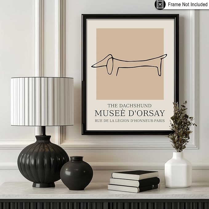 Poster Master Vintage Poster - Retro Minimalist Print - Gift for Artist, Housewarming - Dachshund Dog, Line Drawing, Abstract - Wall Decor for Living Room, Bedroom, 18x24 Unframed Wall Art-Ruum Studio Home