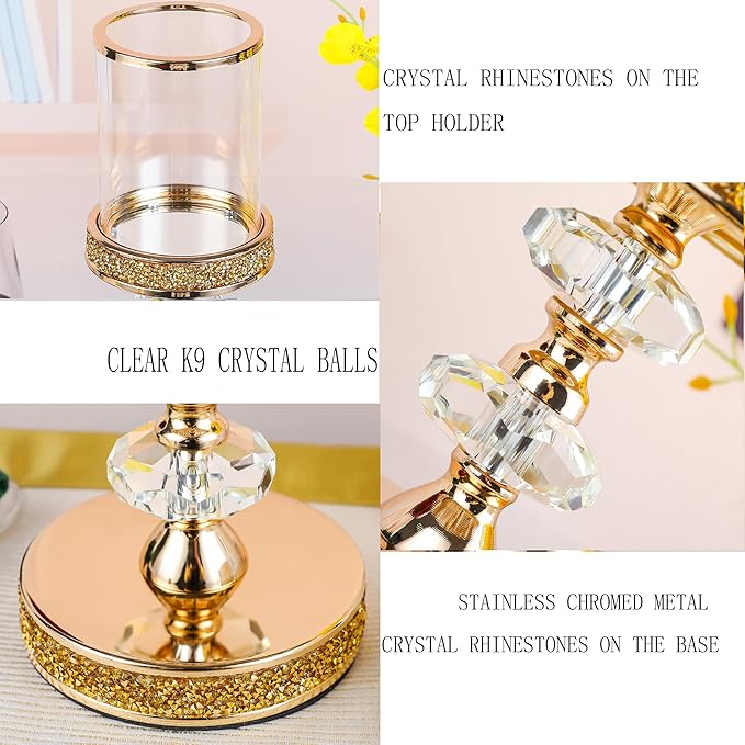 Candle Holder, Pillar Candle Holders, Crystal Candlesticks Holder for Wedding, Parties, Events, Chirstmas,Home Decor, Table Centerpieces CH028D (M)-Ruum Studio Home