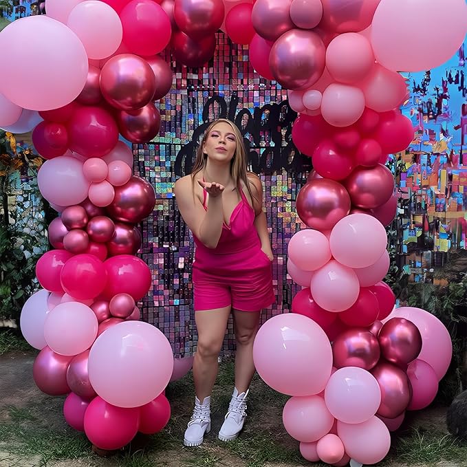 Pink Balloons Set 12 Inch Hot Dark Magenta Light Pastel Pink Metallic Latex Helium Balloon for Girls Baby Shower Princess Wedding Birthday Party Decorations-Ruum Studio Home