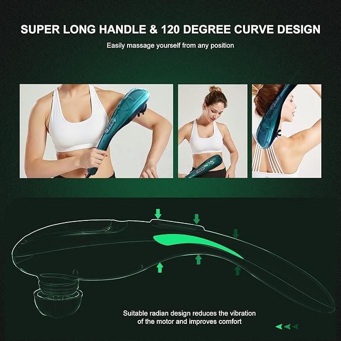 Handheld Back Massager | Deep Tissue Percussion Massage for Back, Neck, Shoulders, Waist and Legs (dark green)-Ruum Studio Home