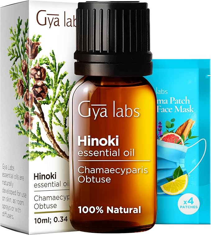 Gya Labs Hinoki Essential Oil for Diffuser & Skin - 0.34 Fl Oz - 100% Pure Natural Hinoki Oil for Hair, Massage, Aromatherapy Spray & Candle Making Scent-Ruum Studio Home