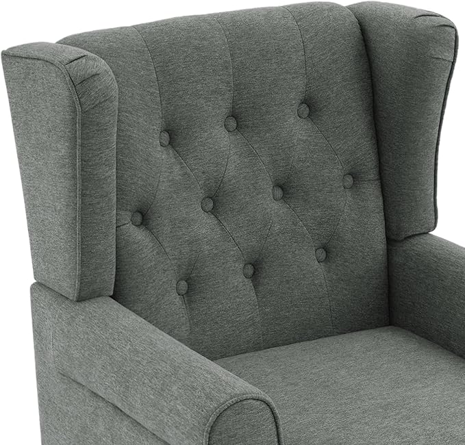 UIXE High Back Accent Chairs Set of 2, Upholstered Armchair in Fabric, Retro Wingback Arm Chair for Living Room, Comfy Single Sofa Bedroom Reading Seat with Solid Wood Legs - Dark Gray-Ruum Studio Home