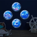 3D Ocean Animals World Wall Stickers Glow in The Dark, 4 Pcs Sharks Turtles Jellyfishs Removable Decals for Kids, Vinyl Stickers for Ceiling (Blue)-Ruum Studio Home