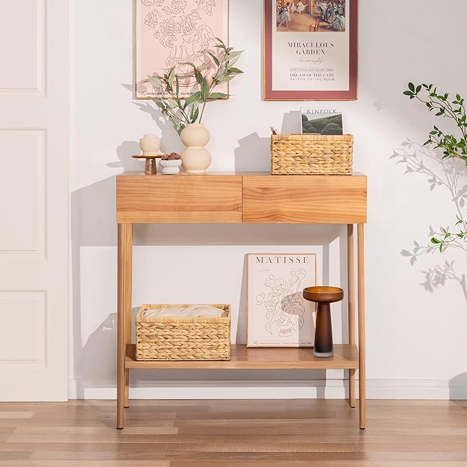 StorageWorks Wicker Storage Baskets, Large and Small Baskets, Handwoven Water Hyacinth Basket for Organizing, Decorative Organizers with Built-in Handles, Set of 2-Ruum Studio Home