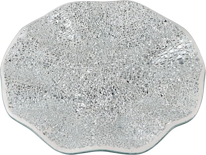 MDLUU Mosaic Centerpiece Tray, 11.6" Decorative Glass Plate, Home Decor Glass Bowl for Dining Room Table, Coffee Table, Gift (Silver)-Ruum Studio Home
