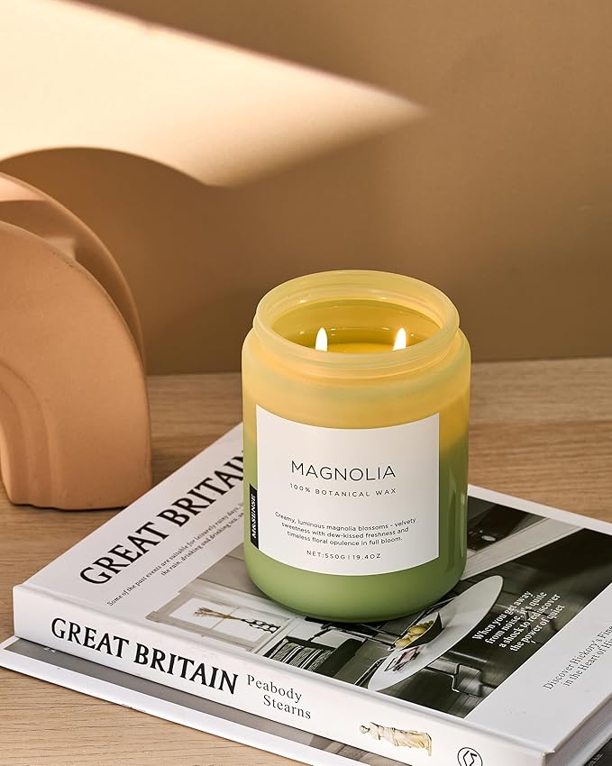 M&SENSE Magnolia Jasmine Romantic Scented Candle, 19.4oz 110 Hours Long Lasting Clean Non Toxic All Natural Soy Wax Candle for Relaxing & Stress Relief, 2 Wick Home Fragrance Gifts for Home Decor-Ruum Studio Home