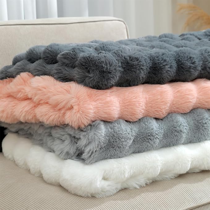 RYNGHIPY Faux Fur Blanket Double-Sided Thick Warm Blanket for Couch Soft Fluffy Furry Blankets for Sofa Chair (Dark Grey, 51''x63'')-Ruum Studio Home