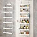 bukfen Over the Door Pantry Organizer, 6-Tier Adjustable Basket Kitchen Pantry Door Organization and Storage, Heavy-Duty Metal Hanging Kitchen Spice Rack,D6.3 x W17.32 x H50.60 inch,White Marble Color-Ruum Studio Home