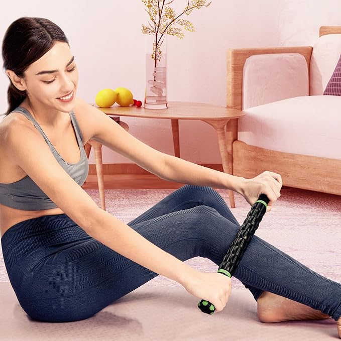 Yansyi Muscle Roller Stick for Athletes - Body Massage Roller Stick - Release Myofascial Trigger Points Reduce Muscle Soreness Tightness Leg Cramps & Back Pain for Physical Therapy & Recovery (Black)-Ruum Studio Home