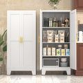 White Metal Kitchen Storage Cabinet, Kitchen Pantry Storage Cabinet with Doors and Shelves, Storage Cabinet with Adjustable Leveling Foot for Kitchen, Living Room and Dining Room. 61" H-Ruum Studio Home