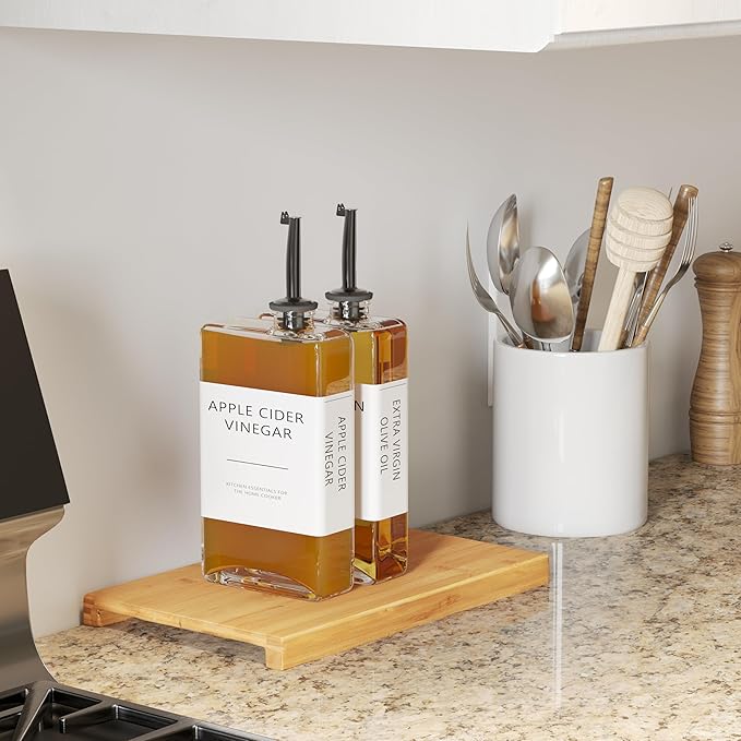 New England Stories Kitchen Cooking Oil Dispenser Set, Olive Oil and Vinegar Bottles, Soy Sauce Dispenser - 4 Pieces, Black, Durable & Stylish Design-Ruum Studio Home