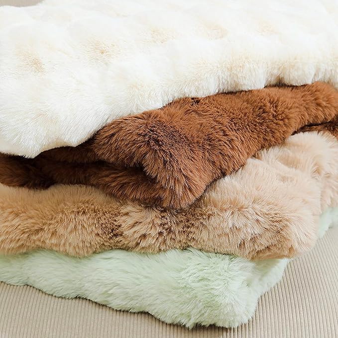 UKELER Large Fluffy Fleece Blankets Throws for Bed Cozy Shaggy Faux Fur Blanket Soft Plush Thick Velvet Blanket for Bedroom, Living Room, Office, Camping 60''x80'' Brown-Ruum Studio Home