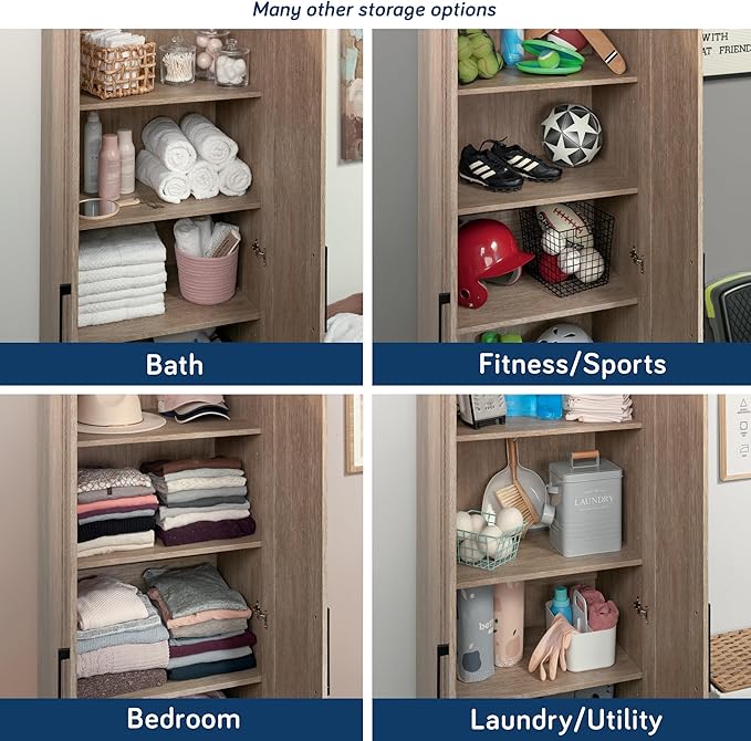 HomePlus Kitchen Pantry Storage Cabinet with Adjustable Shelves, Laundry Bathroom Storage Cabinet, Brushed Oak Finish-Ruum Studio Home