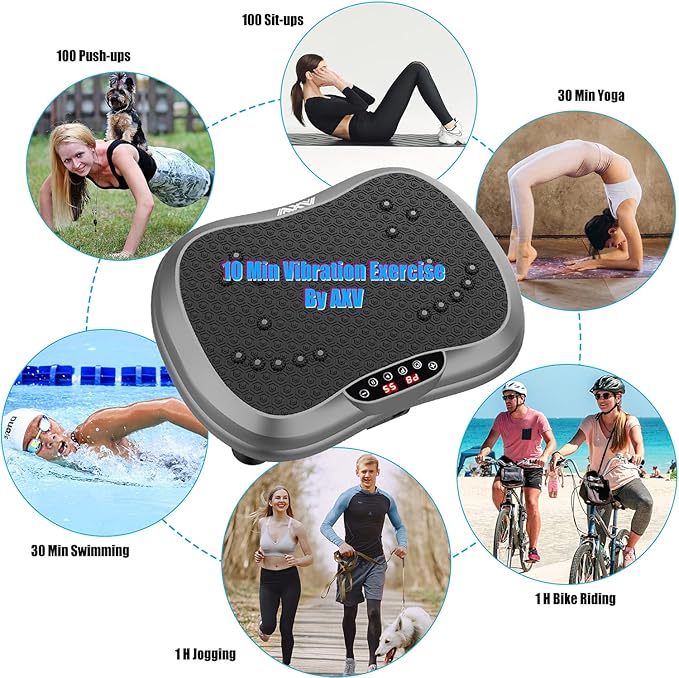 AXV Vibration Plate Exercise Machine Whole Body Workout Portable Mini Vibrate Fitness Platform Lymphatic Drainage Machine for Weight Loss Shaping Toning Wellness Home Gyms Workout (Mini)-Ruum Studio Home