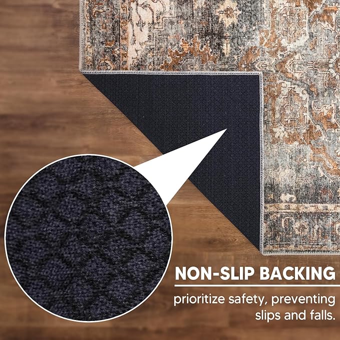 Keen Home Design 3x5 Rug - Machine Washable Entry Rug with Non-Slip Backing, Ideal for Enteryway, Kitchen, Bathroom, Laundry Room - Vintage, Easy Clean, Durable, Low Pile Rug - (3' x 5')-Ruum Studio Home