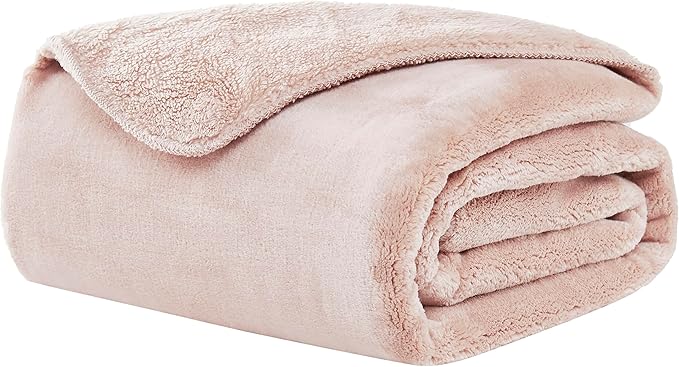 UGG Whitecap Plush Throw Blanket Fleece Lightweight Soft Throw for Couch or Bed Luxury Home Decor for Living Room Washable Hypoallergenic Blankets for Dorm Decor, 50-inch x 70-inch, Light Pink Quartz-Ruum Studio Home