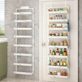 bukfen Over the Door Pantry Organizer,8-Tier Adjustable Basket Kitchen Pantry Door Organization and Storage, Heavy-Duty Metal Hanging Kitchen Spice Rack,D6.3 x W17.32 x H66.93 inch,White Marble Color-Ruum Studio Home