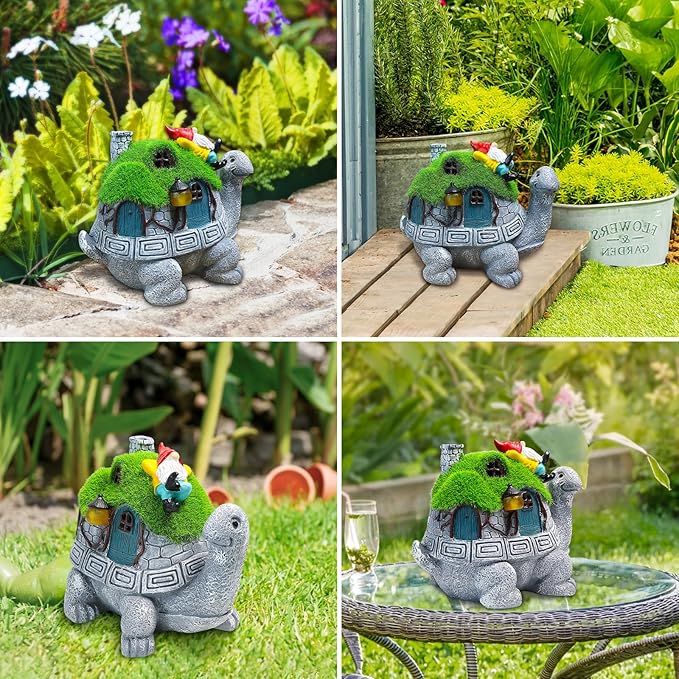 SunGlee Solar Turtles for Outdoors Turtle Solar Light Garden Statue, Cute Tortoise Garden Outdoor Turtle Decor for Patio Lawn Yard Gifts for Mom Grandma Housewarming Birthday-Ruum Studio Home