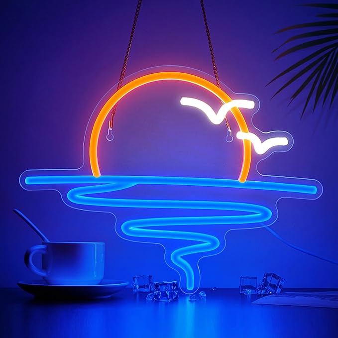 Sunset Sunrise Neon Sign for Wall Decor Dimmable LED Neon Light Sign for Beach Bedroom Living Room Wedding Bar Party Home Room Decor-Ruum Studio Home