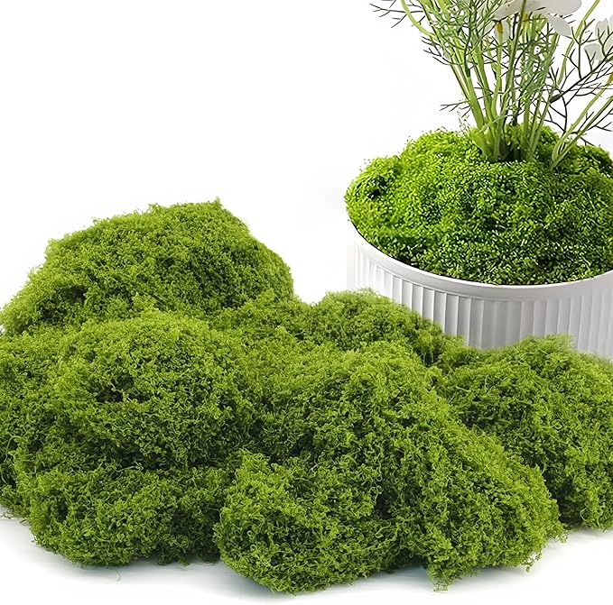 Potanro Faux Green Moss 5.3oz Artificial Fake Plant Moss Preserved Moss for Potted Plants Indoor Plants, Crafts, Planters, Bonsai Artifcial, DlY Floral Decorative Moss, Garden Wedding Decor-Ruum Studio Home