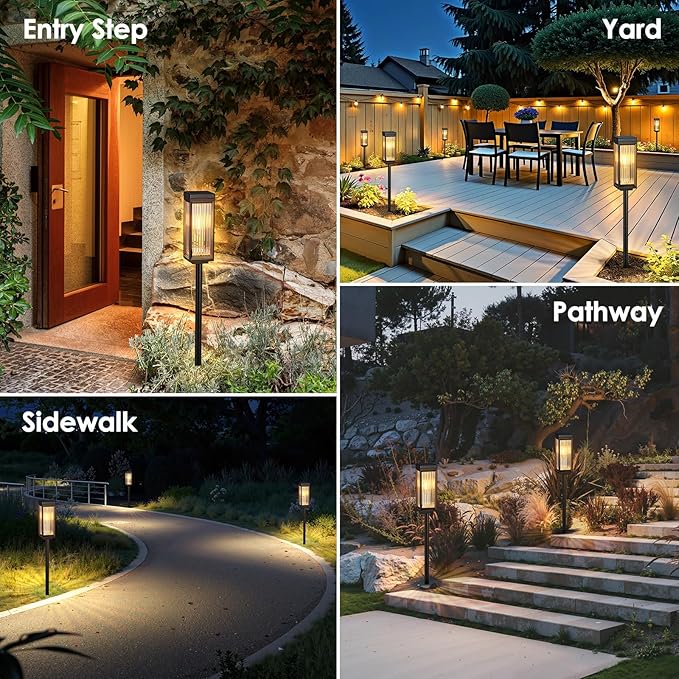 Solar Pathway Lights Outdoor, 4 Pack Upgraded Solar Lights Outdoor Waterproof, Bright Up to 15 Hrs Auto On/Off Garden Light for Yard Patio Lawn Path Walkway Driveway Outside Decor-Ruum Studio Home